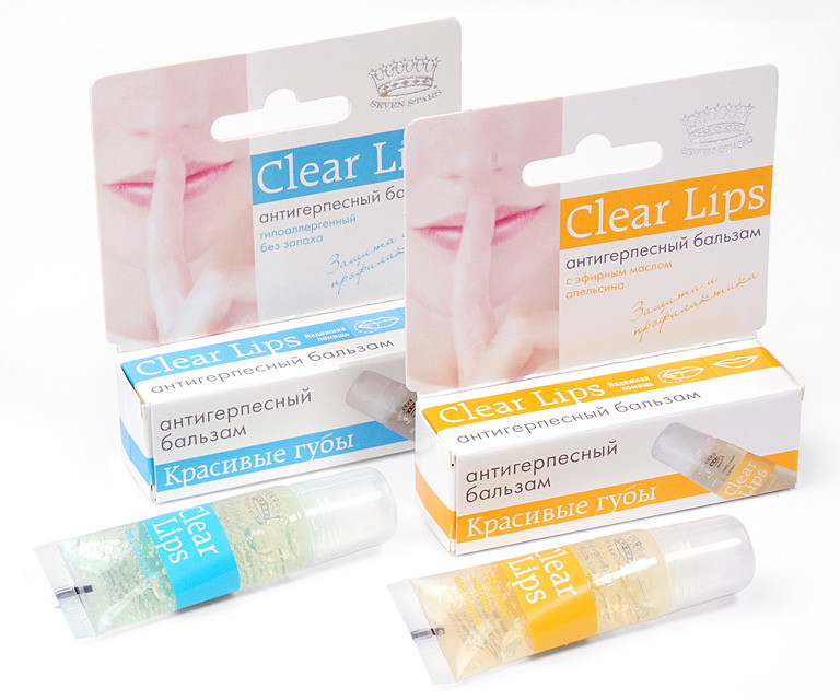Дизайн упаковки косметического бальзама для губ «Clear Lips»