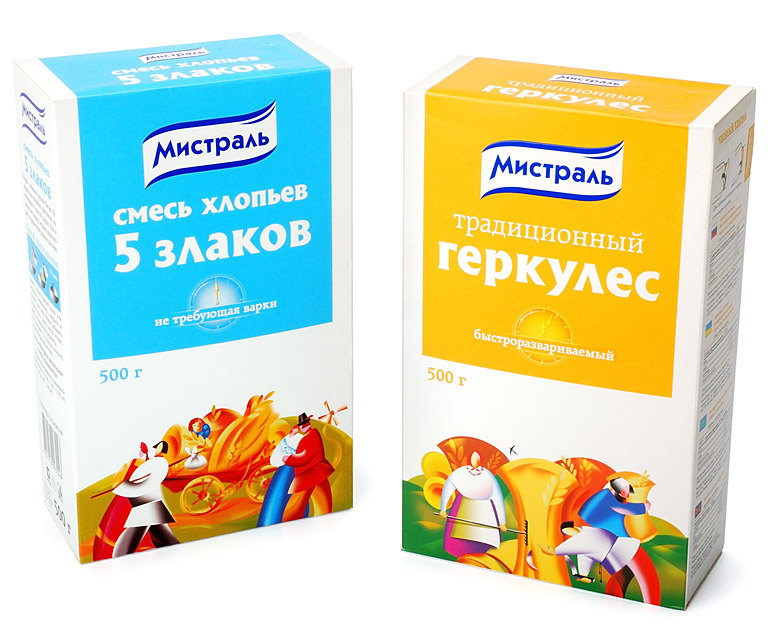 Разработка дизайна упаковки линейки каш «Мистраль»