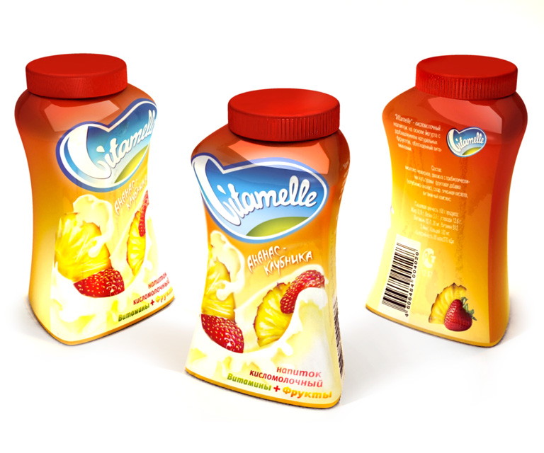 Дизайн торговой марки и дизайн упаковки молочного напитка Vitamelle